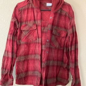 Columbia Red Plaid Shirt button down
